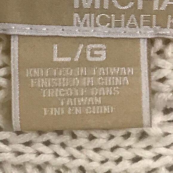 Michael Michael Kors Sweater Large Womens Cream Ivory Cableknit Short Sleeve L - Picture 4 of 11